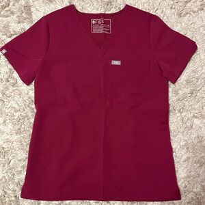Figs Women's Dark Magenta One Pocket Scrub Top Size XS